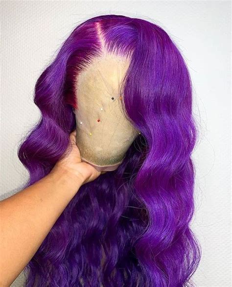 purple wig human hair|purple long hair wig.